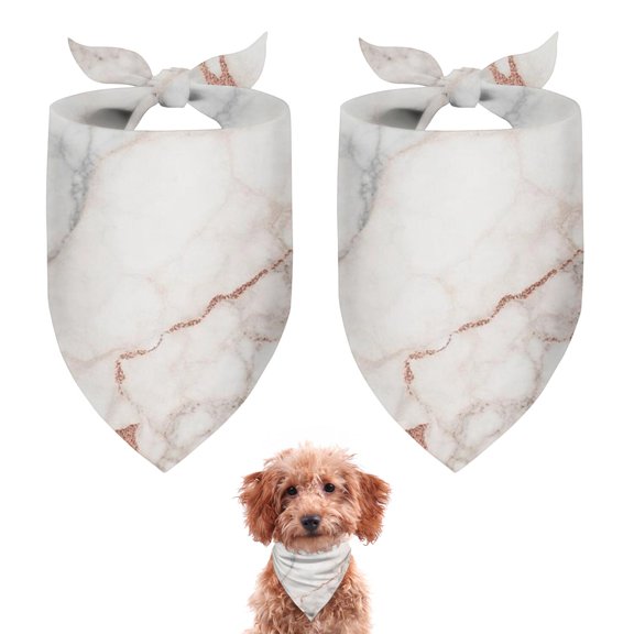 Dog Bandana 2 Pack,White Rose Gold Marble Pattern Bandanas for Dogs,Cat Bandana,Small/ Large Dog Bandana 2 Size,Dog Bandanas
