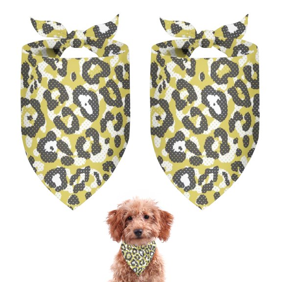 Dog Bandana 2 Pack,Yellow Leopard Print Pattern Bandanas for Dogs,Cat Bandana,Small/ Large Dog Bandana 2 Size,Dog Bandanas Girl Boy