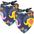 thumbnail image 1 of Dog Bandana 2 Packs Elephant Purple Cute Printing Cats Triangle Scarf Adjustable Pet Drool Bibs Kerchief Scarf for Puppy Kitten Boy & Girl, 1 of 6