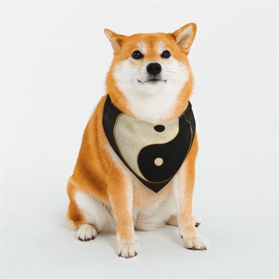 Dog Bandana Black White Symbol Pattern Adjustable Snap Button, Washable Neck Scarf for Daily Walks & Photoshoots Small