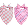 thumbnail image 1 of Dog Bandana Girl Large 2PCS, Pink Spring Scarf, Durable Triangle Reversible Bibs Handkerchief for Puppy Pet, 1 of 5