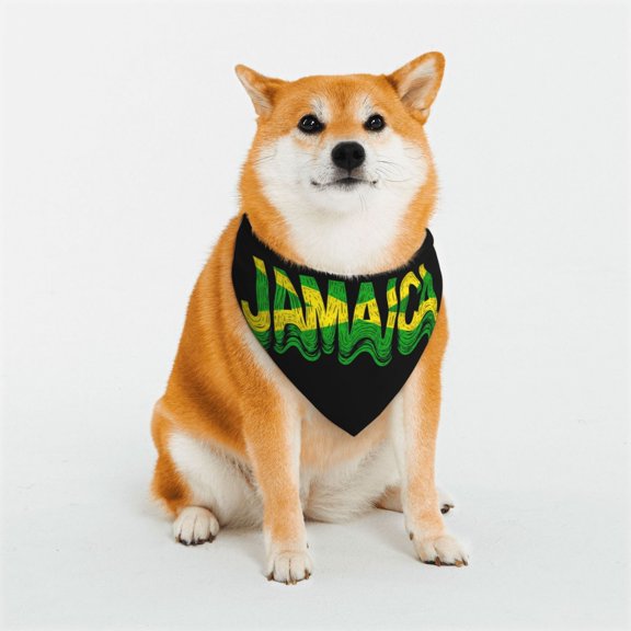 Dog Bandana Jamaican Logo Adjustable Snap Button, Washable Neck Scarf for Daily Walks & Photoshoots Small