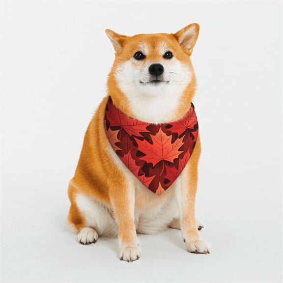 Dog Bandana Maple Leaf Canada Adjustable Snap Button, Washable Neck Scarf for Daily Walks & Photoshoots Small