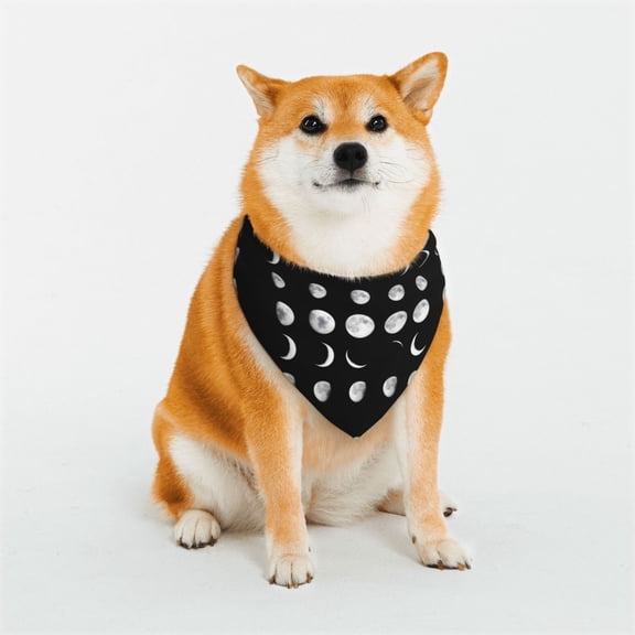 Dog Bandana Moon Phase Adjustable Snap Button, Washable Neck Scarf for Daily Walks & Photoshoots Small