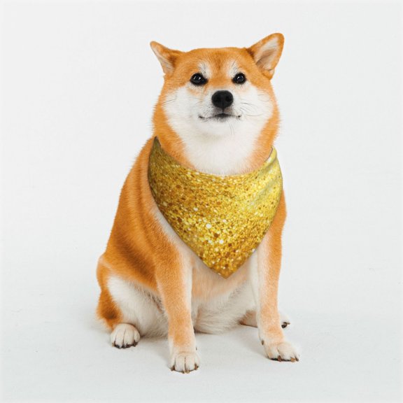 Dog Bandana Washable Headband Scarf Gold Pattern Pet Scarf Adjustable Snap Button for Dogs Cats Small