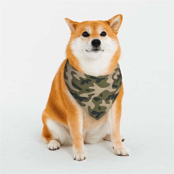 Dog Bandana with Button Army Camouflage Pattern Triangle Bib Kerchief for Small Medium Large Extra Large Dog Puppy Pet Cat Small