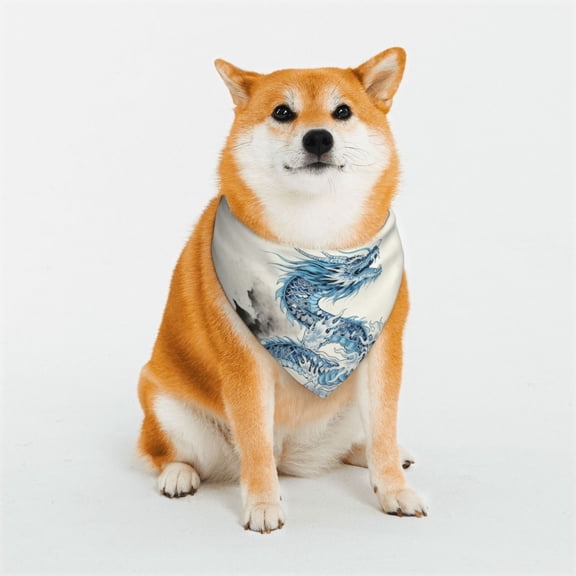Dog Bandana with Button Tradition Chinese Dragon Triangle Bib Kerchief for Small Medium Large Extra Large Dog Puppy Pet Cat Small