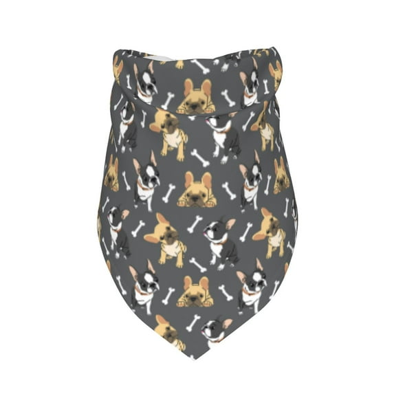 Dog Bandanas, Bulldog print Adjustable Dog Scarf Triangle Bib Handkerchief Accessories for Small Medium Large Dogs, Cats, Pets