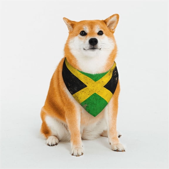 Dog Bandanas Jamaica Flag Proud Jamaicans Adjustable Snap Button Dog Scarf Kerchief for Small Medium Large Dog Pet Bandana Small