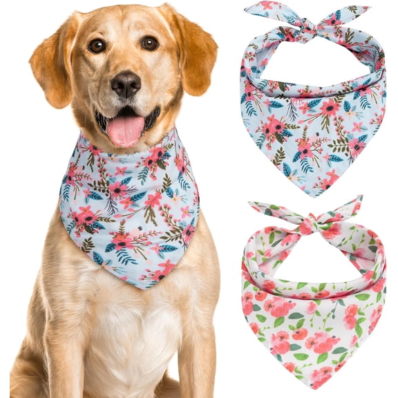 Dog Bandanas - Large Dog Bandanas for Boy and Girl Dogs, Holiday Floral Flower Dog Bandanas Dog Scarf for Puppy Small Medium Large Dogs