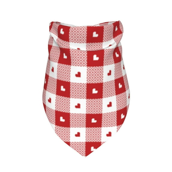 Dog Bandanas, Red plaid heart Adjustable Dog Scarf Triangle Bib Handkerchief Accessories for Small Medium Large Dogs, Cats, Pets