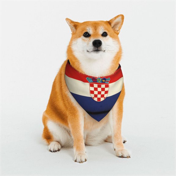 Dog Bandanas with Two Snaps Croatian Flag Reversible Styles Pet Triangle Scarf Bibs - Adjustable with Two Snaps Small