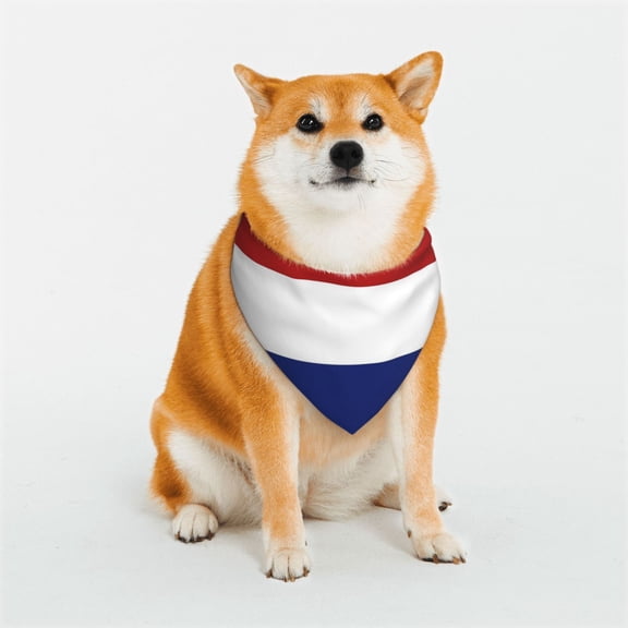 Dog Bandanas with Two Snaps Dutch Flag Reversible Styles Pet Triangle Scarf Bibs - Adjustable with Two Snaps Small