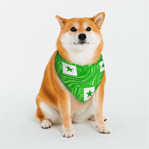 Dog Bandanas with Two Snaps Flag Of Esperanto Reversible Styles Pet Triangle Scarf Bibs - Adjustable with Two Snaps Small
