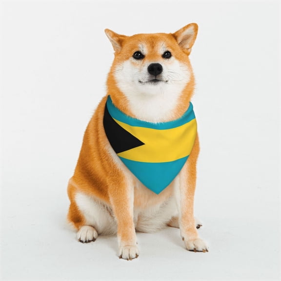 Dog Bandanas with Two Snaps Flag Of The Bahamas Reversible Styles Pet Triangle Scarf Bibs - Adjustable with Two Snaps Small