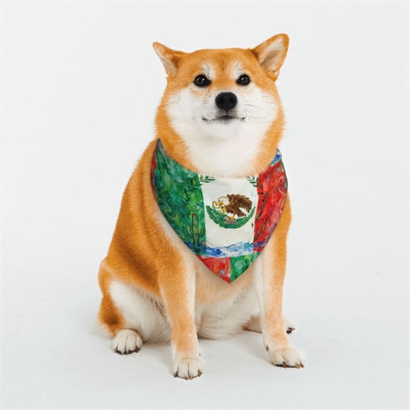 Dog Bandanas with Two Snaps Fun-Mexico-Flag Reversible Styles Pet Triangle Scarf Bibs - Adjustable with Two Snaps Medium
