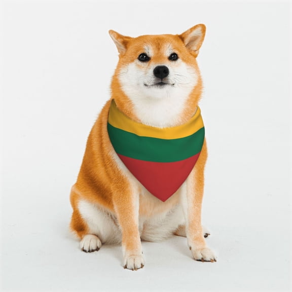 Dog Bandanas with Two Snaps Lithuanian Flag Reversible Styles Pet Triangle Scarf Bibs - Adjustable with Two Snaps Small