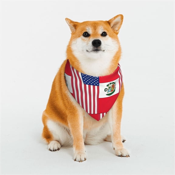 Dog Bandanas with Two Snaps Peru America Flag Reversible Styles Pet Triangle Scarf Bibs - Adjustable with Two Snaps Small