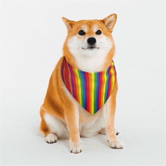 Dog Bandanas with Two Snaps Rainbow Stripe Print Reversible Styles Pet Triangle Scarf Bibs - Adjustable with Two Snaps Small