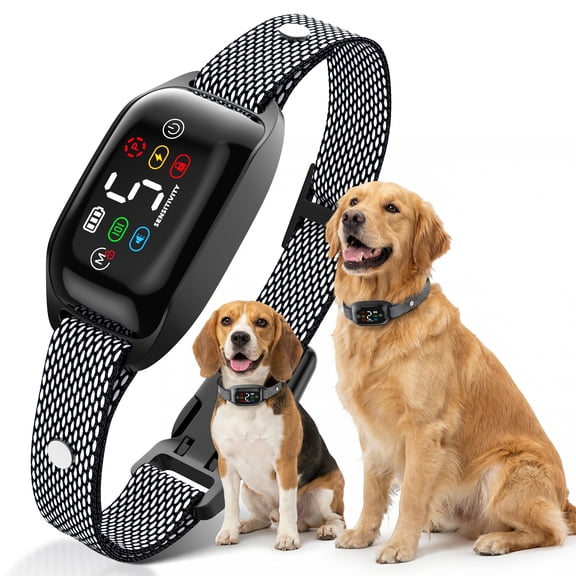 Dog Bark Collar, Bark Shock Collar with Beep Vibration Shock, Bark Collar for Large Medium Small Dogs, Rechargeable Humane Anti Barking Training Collar with 8 Adjustable Sensitivity, Waterproof