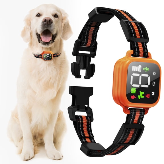 USCAMEL Dog Bark Collar for Large Medium Dogs, Barking Collar with LCD Screen, Automatic Stop Barking Training Collar 4 Modes Beep, Vibration & Safe Shock