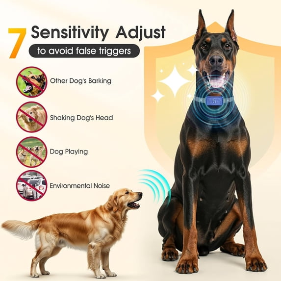 Dog Bark Collar for Large Medium Small Dogs, Effective No-Bark Collar, Smart Barking Collar, Rechargeable Bark Collar with 7 Sensitivity, 3 Modes, Waterproof, DarkBlue