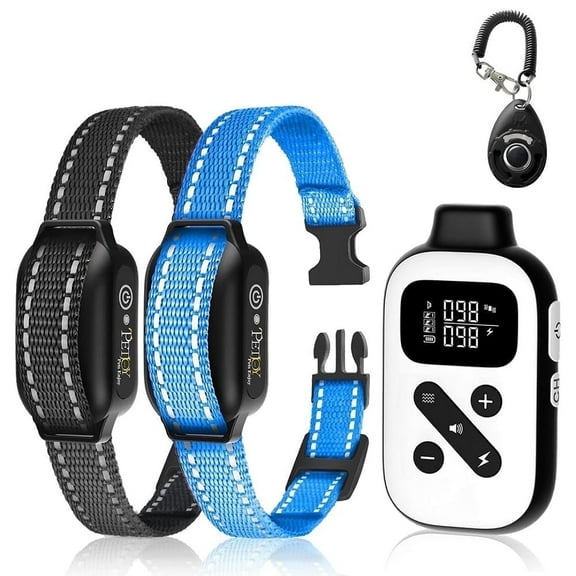 Petjoy Dog Training Collars for 2 Dogs,Shock Collar with Remote for Medium Large Dogs, Rechargeable Auto Bark Collar, 3 Training Mode, Remote Range 2800 Ft,IPX7 Waterproof,Christmas Birthday Gifts