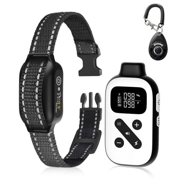 PetJoy 2 in 1 Dog Training Collars for 2 Dogs,3300ft Dog Shock Collar with Remote for Small Large Dogs,4 Modes Anti Barking Collar IPX7 Waterproof
