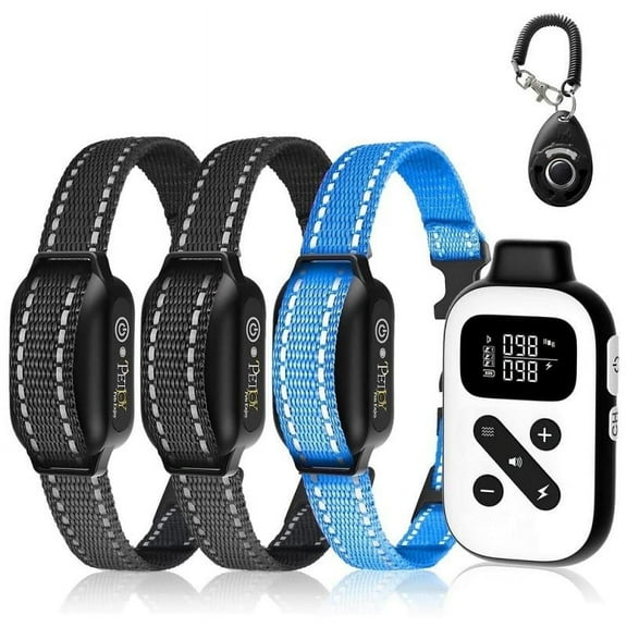 Petjoy 3 Dog Training Collar for Large Dogs, Automatic Bark Collar with Remote, Bark and Training Collar Combo, Shock Collar with 5 Adjustable Levels of Sensitivity to Suit All Breeds of Dogs