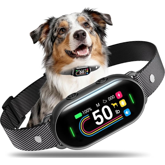 Dog Bark Collar for Small Medium Large Dogs 10-100lbs, Automatic Bark Device with Anti-False Trigger & Bark Count Tracking, 4 Training Modes and 8 Sensitivity to Effectively Stop Barking, Black