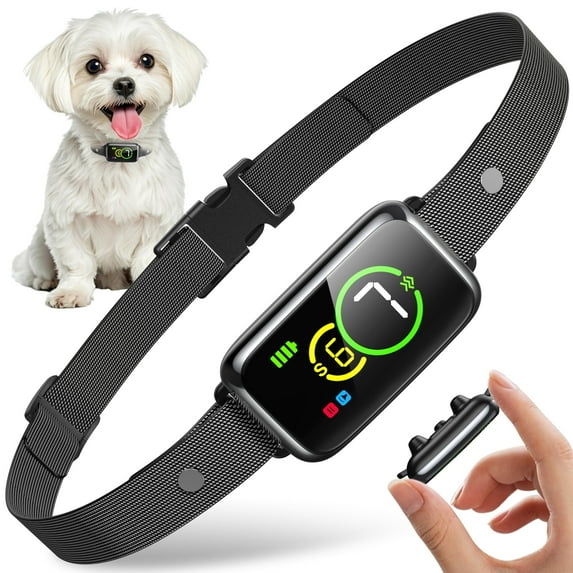 Dog Bark Collar, Smart Bark Collar for Small Medium Mini Dogs, with 4 Effective Modes Beep Vibration & 7 Adjustable Sensitivities, Anti Barking Training Collar, Black