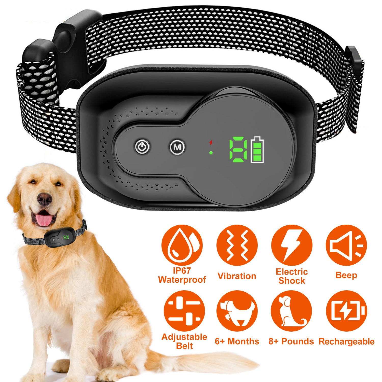 Dog Bark Collar with Adjustable Sensitivity for Large Medium Small Dogs Rechargeable Anti Barking Collar with Beep Vibration and Optional Shock Walmart