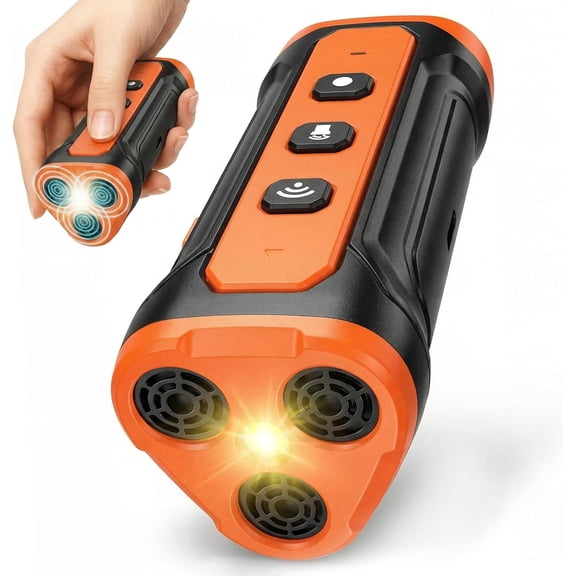 Dog Bark Deterrent Device,3X Ultrasonic Anti Barking,33 FT Bark Control Indoor Outdoor with Flashlight,5 Modes Stop Neighbors Dog Barks,Rechargeable Dog Training Device (Orange)