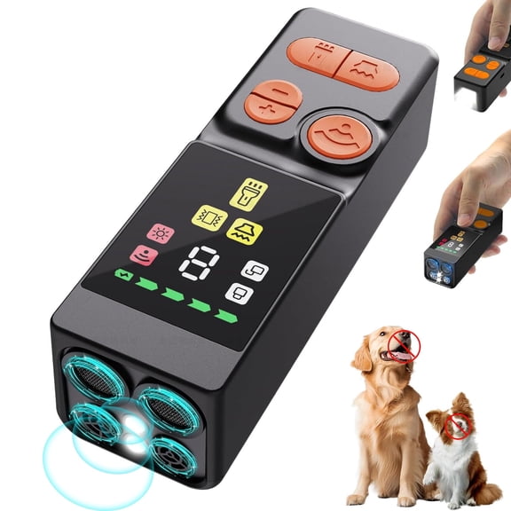 Dog Bark Deterrent Devices 4X, Anti Barking Device for Dogs, 10 Modes Stop Neighbors Dog Barks No More Safe for All Dogs 45FT Bark Control Indoor Outdoor with Flashlight,Dog Training Device