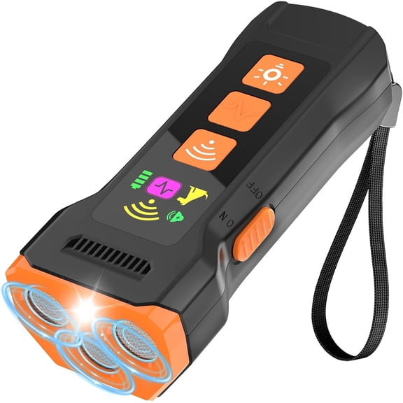 Dog Barking Control Devices three Sensors Anti Barking Device with Training/Deterrent Modes Dog Whistle to Stop Barking Ultrasonic Dog Barking Deterrent with LED Flashlight 50 ft Range, Rechargeable