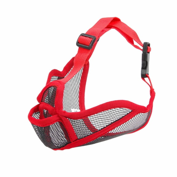 Dog Barking, Stop Dog Barking, Mesh MuzzleforDogs, Soft Muzzle, Nylon Webbing, Quick Release, Plastic Mesh, Pet, Red, Adjustable, 1 Pc