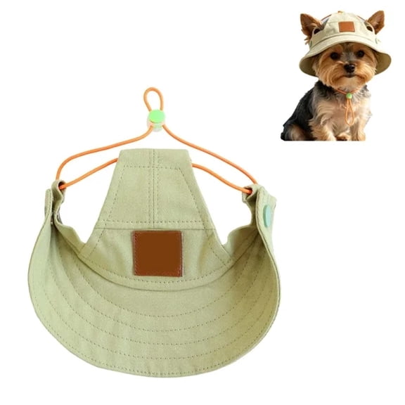 Dog Baseball Adjustable Canvas Hat with Ear Holes, Dog Cat Sun Hat with Adjustable Anti-Slip Strap, Cute Sun Cap for Small Medium Dogs Cats Summer Beach Outdoor