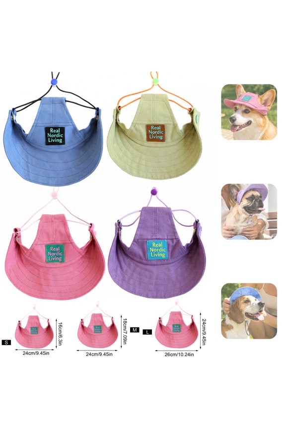 Dog Baseball Cap with Ear Holes Adjustable Canvas Sun Hat for Small Medium Dogs Breathable Pet Bonnet for Beach Summer Walks Cute Outdoor Accessory,Green-S