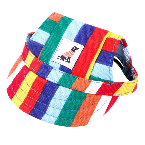 Dog Baseball Cap, Pet Sun Hat, Summer Outdoor Sunshade And Sun Protection Hat For Small Dogs Puppies - Canvas Material, Striped Pattern, M Size - For Outdoor Activities, Summer