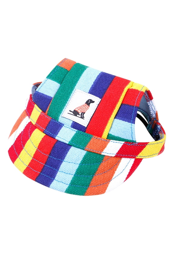 Dog Baseball Cap, Pet Sun Hat, Summer Outdoor Sunshade And Sun Protection Hat For Small Dogs Puppies - Canvas Material, Striped Pattern, M Size - For Outdoor Activities, Summer