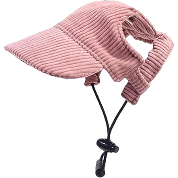 Dog Baseball Cap with Ear Holes Corduroy Sun Visor for Small Large Dogs