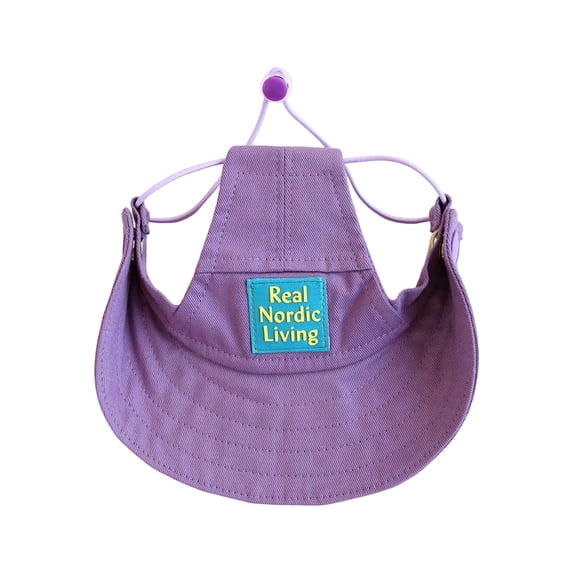 Dog Baseball Cap with Sun Protection, Visor, Ear Holes & Adjustable Neck Strap (Purple M)
