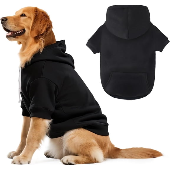 Dog Basic Hoodie Ultra-Soft Dog Clothes Cold Weather Sweaters for Medium Large Dogs Breathable Cozy Fabric Pet Coat Warm Stylish Sweatshirt with Leash Hole Pocket Dogs Jacket for Cats Boys Girls