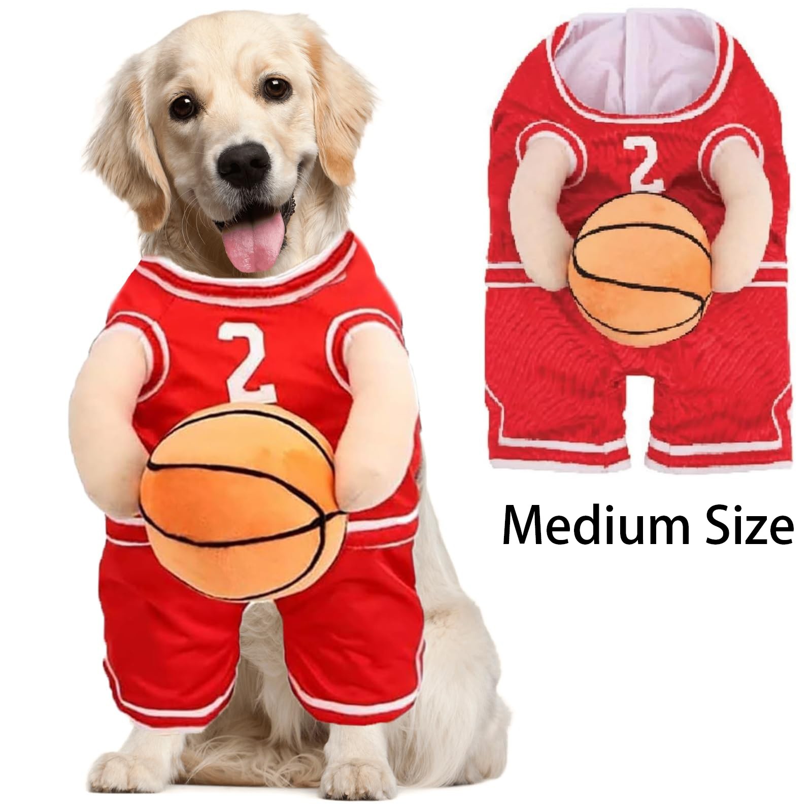 Dog Basketball Costume with Ball, Funny Dress Up Sports Outfit Cosplay