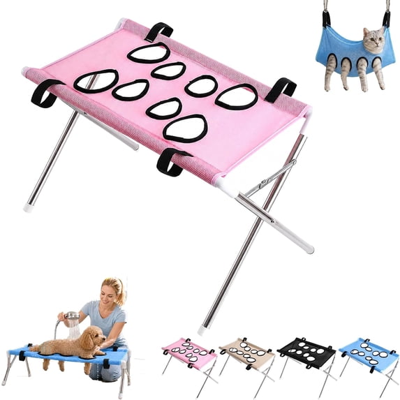 Dog Bath Hammock with Foldable Pet Bathing Stand, Pet Grooming Hammock for Small/Medium Dogs and Cats, Mesh Bath Support for Nail Trimming, Bathing, Grooming & Pet Care