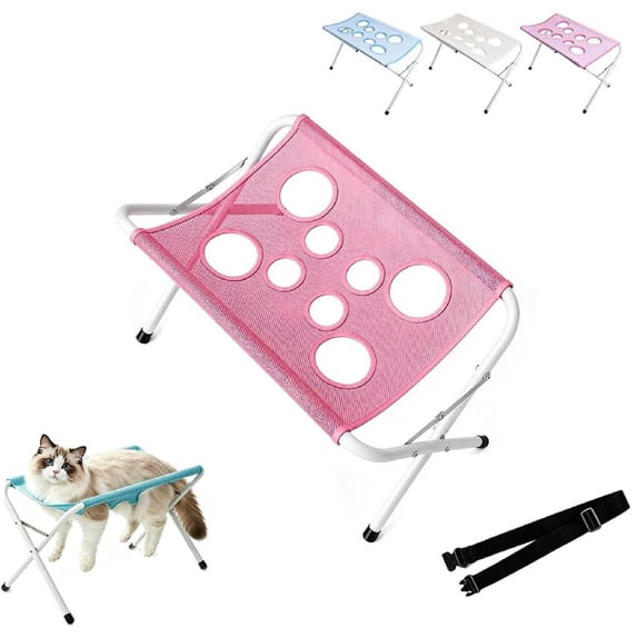 Dog Bath Hammock with Frame, 2026 New Pet Hammock for Grooming (Pink) | 2-in-1 Foldable Pet Grooming Bed with Breathable Mesh Sling and Frame for Nail Trimming, Bathing, Haircuts & Pet Care(Pink)