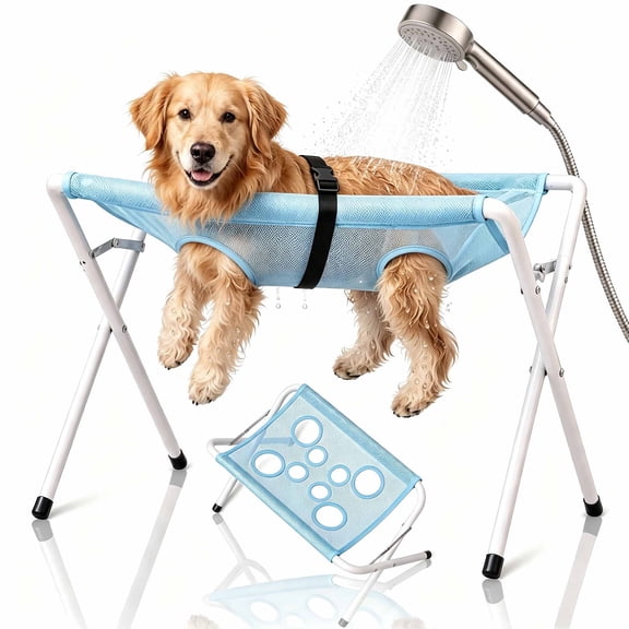 Dog Bath Hammock,Pet Bath Stand with Grooming Restraint Straps,Station Grooming Table Station for Small to Medium Dogs and Cats Washing