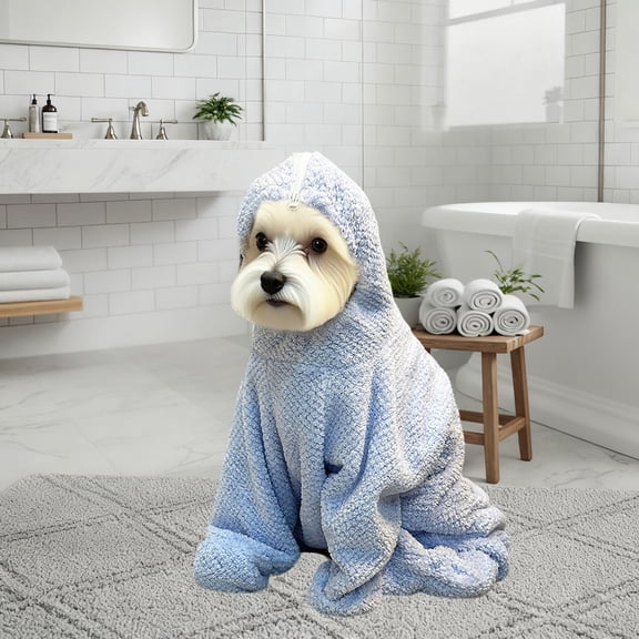 Dog Bath Towel Wrap Absorbent Pet Towel, Full Body Dog Drying Coat with Zipper, Quick Dry Pet Bathrobe for After Bath Swimming, Soft Pet Towel for Dogs Grooming Care