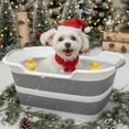 thumbnail image 1 of Dog Bath Tub with Water Drain Plug, Collapsible Bathtub for Dog Washing and Grooming, Portable Foldable Space Saving Design for Pet Puppy Small Dogs Cats, BPA Free, Gray, 1 of 6