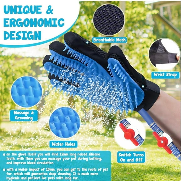 Paw Vibes Bathing Hose Glove for Dogs, Cats & Other Pets with Superior Quality Towel